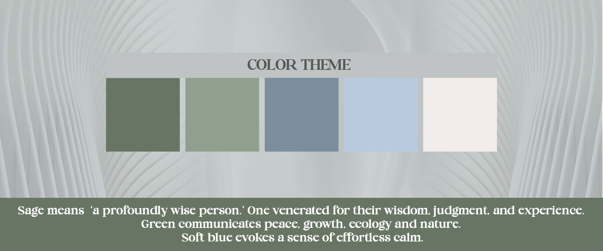 Color Theme - Sage, Green, Dusty Blue, Light Blue, and White dress code guide